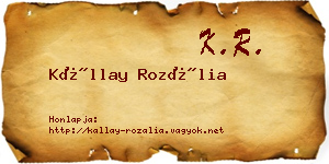 Kállay Rozália névjegykártya